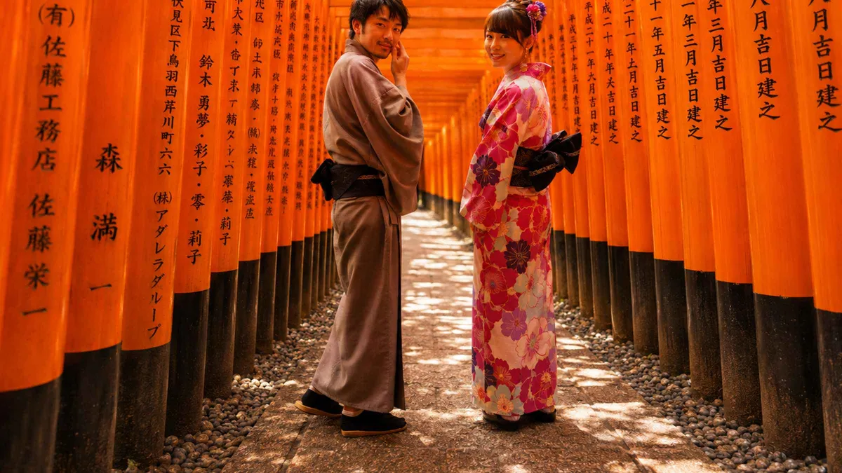 Coach group walking the bamboo path at Arashiyama on a budget day tour from Osaka, Osaka Japan