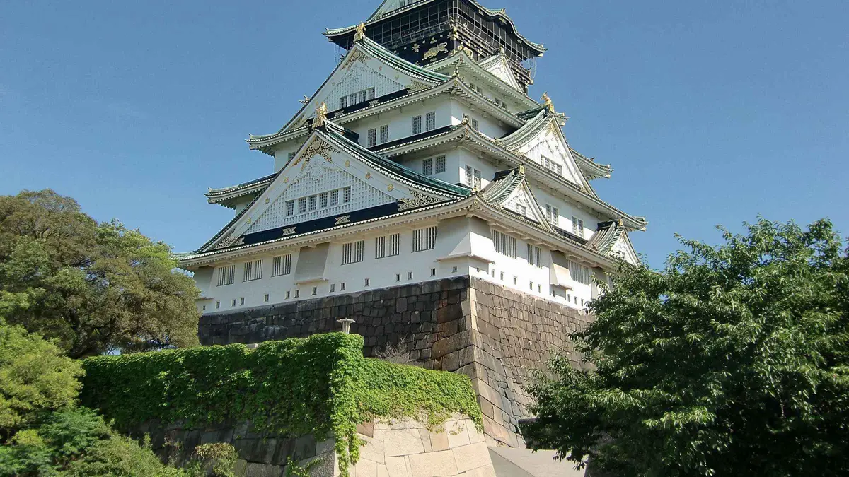 Reserved-entry queue at the Osaka Castle keep on a castle museum and tower entry ticket, Osaka Japan